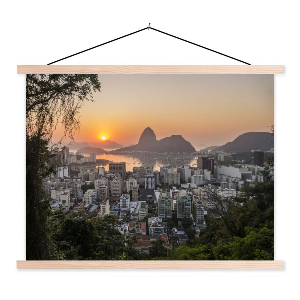 MuchoWow Textilposter Rio de Janeiro - Brasilien - Südamerika 60x45 cm mit holzfarbenen Rahmen - Bild