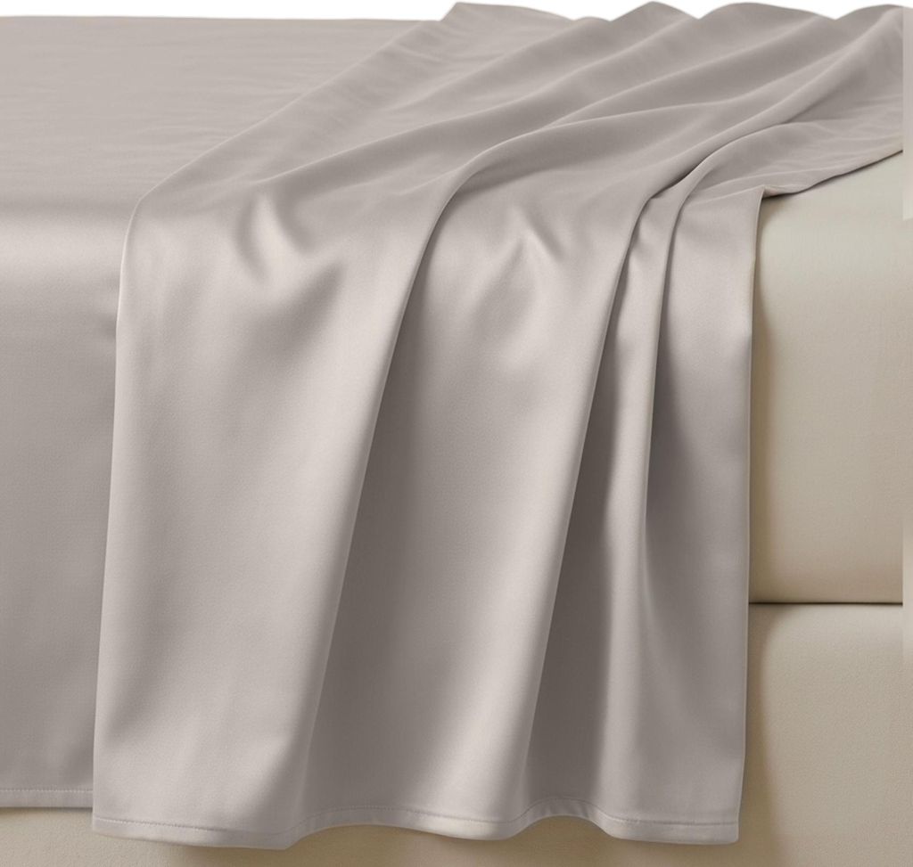 Spannbettlaken aus Satin-Baumwolle 140x200 Taupe Produktbild 
