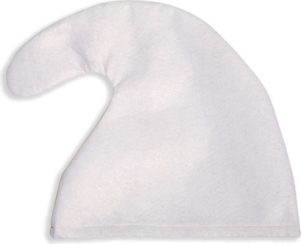 A white gnome hat is shown against a white background.