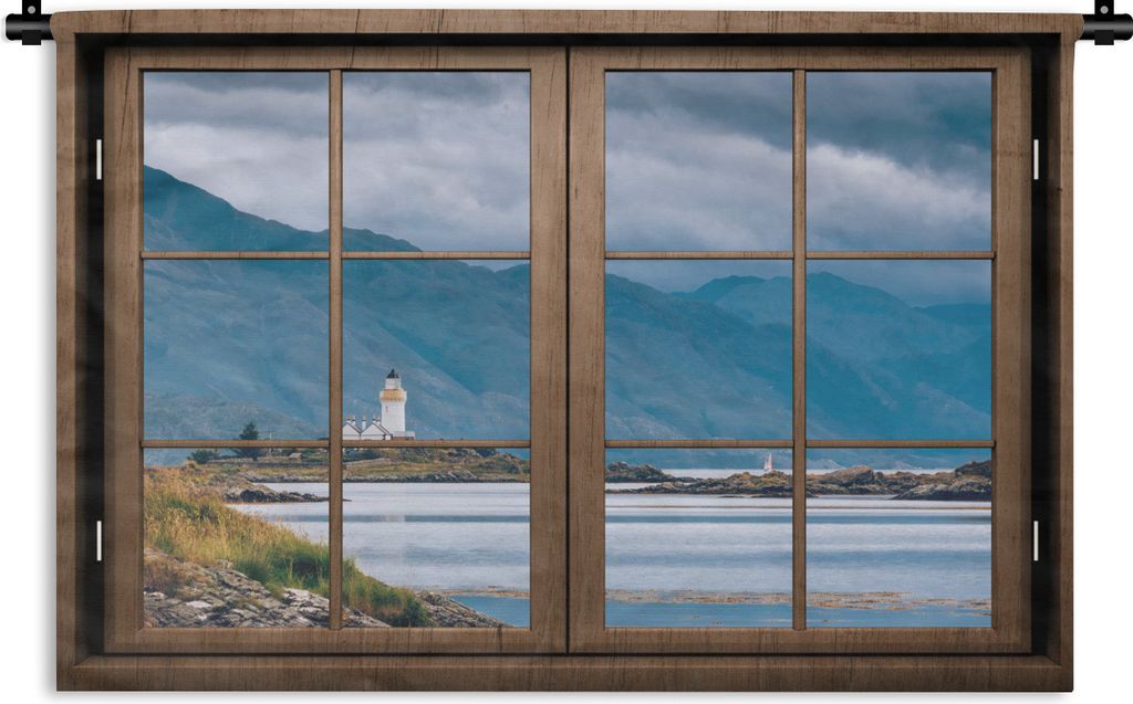 MuchoWow Wandteppich Wandbehang Aussicht - Wasser - Leuchtturm 60x40 cm Tapisserie Dekoration Wandtuch - Wanddekorationen