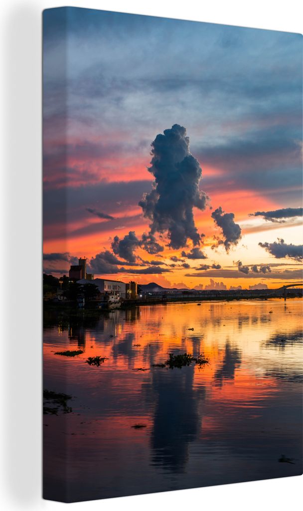 OneMillionCanvasses - Leinwandbilder - 90x140 cm, Das Pantanal bei Sonnenuntergang in Brasilien, Wandbilder Kunstdruck Wanddekoration - Foto auf ...