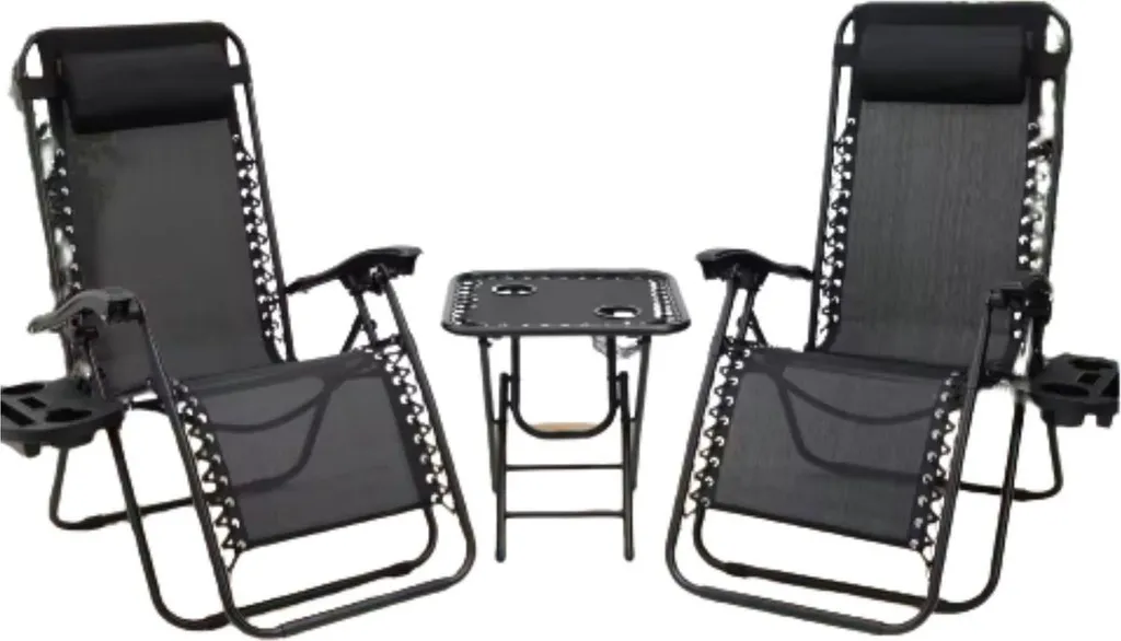 Bains de Soleil Pliables Zero Gravity - Set de 2 Transats Noirs de Jardin