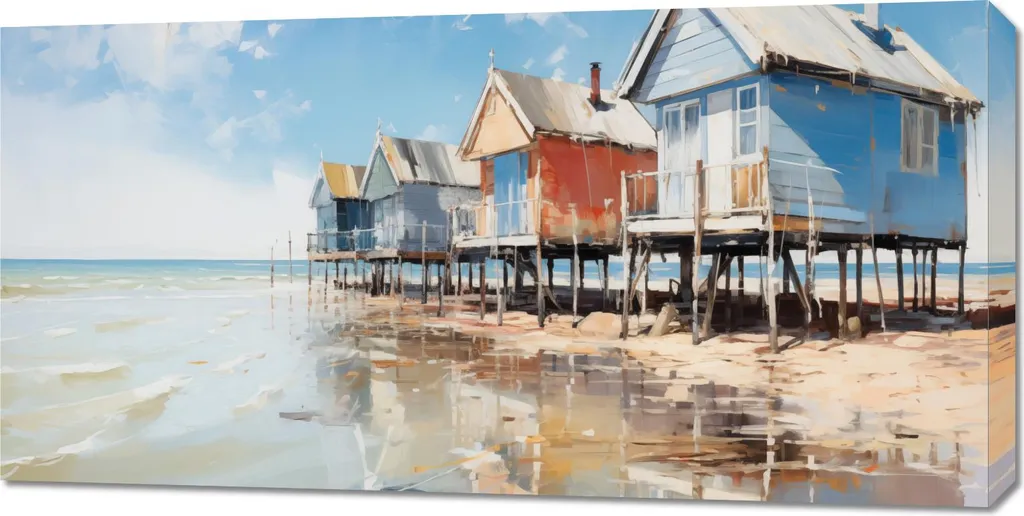 Tableau Panoramique Cabanes sur la Côte Impression HD en 100x50 cm