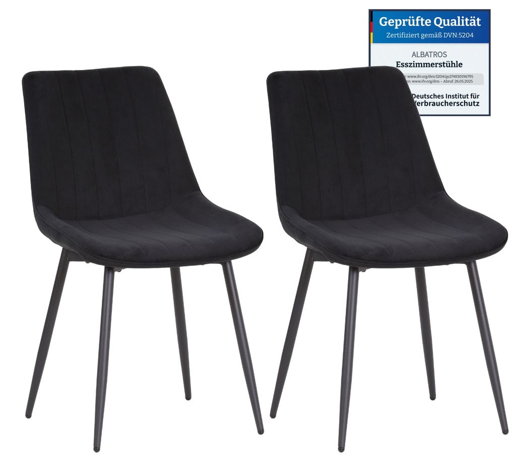 Sedia Albatros BOSA in velluto grigio - set di 2 sedie da Immagine del prodotto 