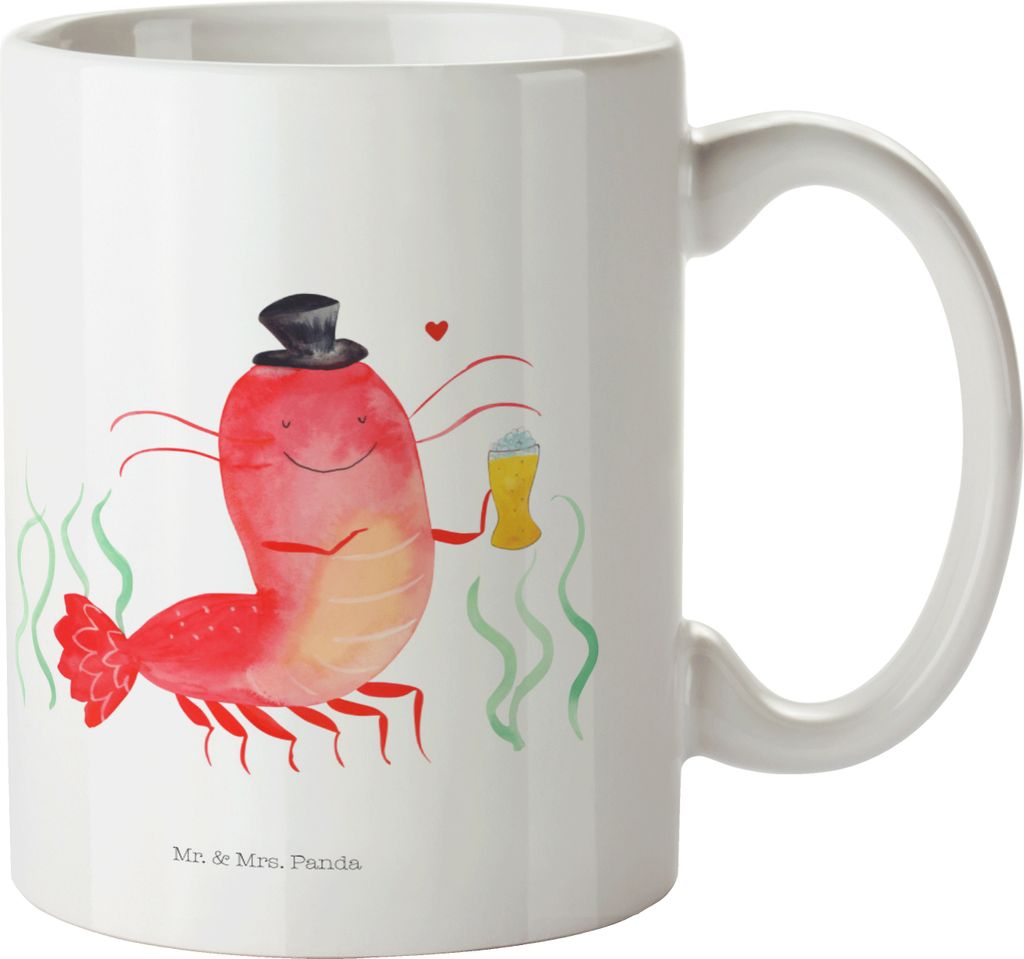 Mr. & Mrs. Panda Teetasse Hummer Weizen - Weiß - Geschenk, Bier, Wirtschaft, Gasthaus, Meer, haferl, Kneipe, Kaffeetasse, Trinkbecher, Garnele, Ka...