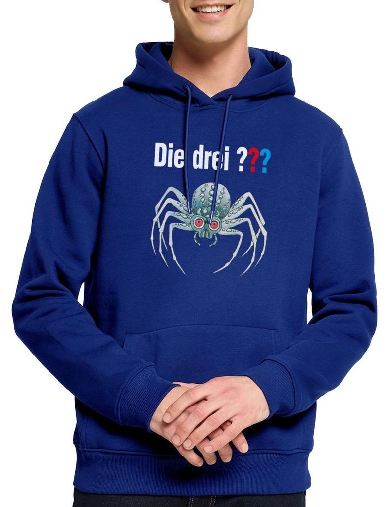 Spreadshirt Die Drei Fragezeichen und die silberne Spinne Herren Premium Hoodie, M, Royalblau