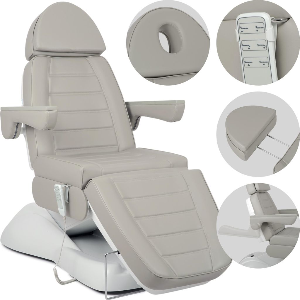 Habys Leo PRO 4 Kosmetikliege Massageliege Kosmetiksessel Kosmetikstuhl | Höhenverstellbar Elektrisch | 204 x 63 cm | Grau