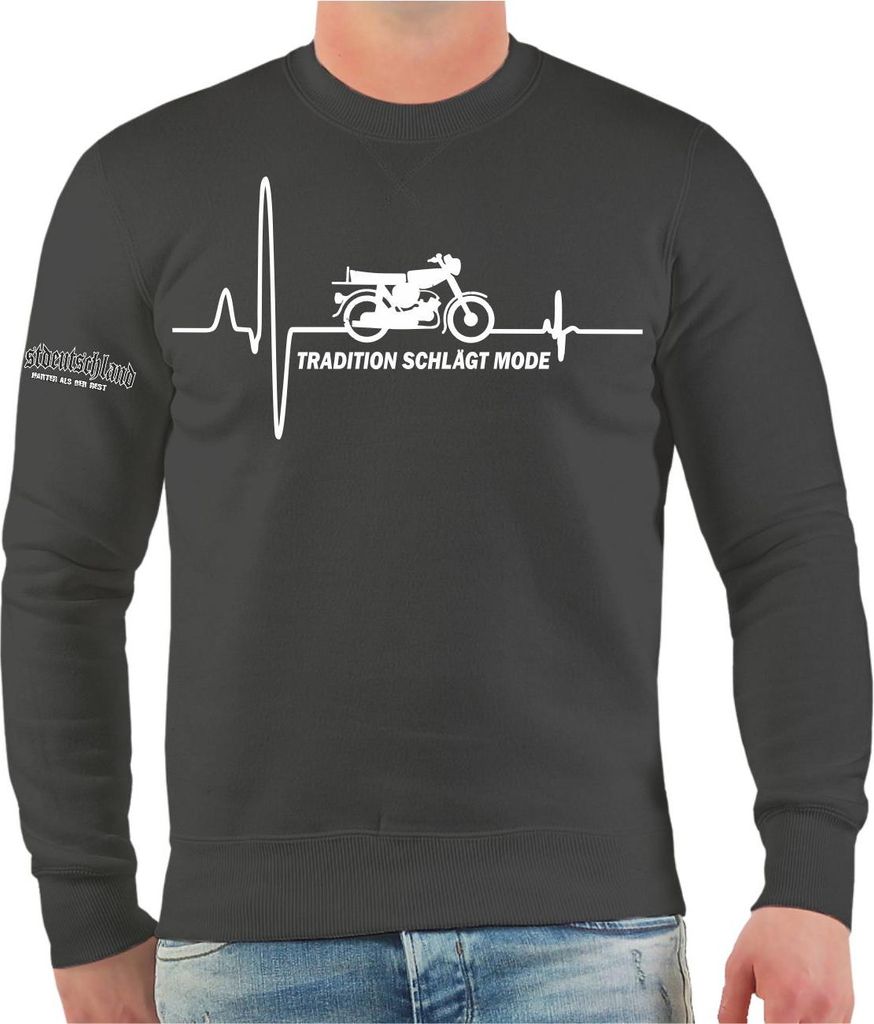 Herren Sweatshirt Moped Ostdeutschland Tradition schlägt Mode