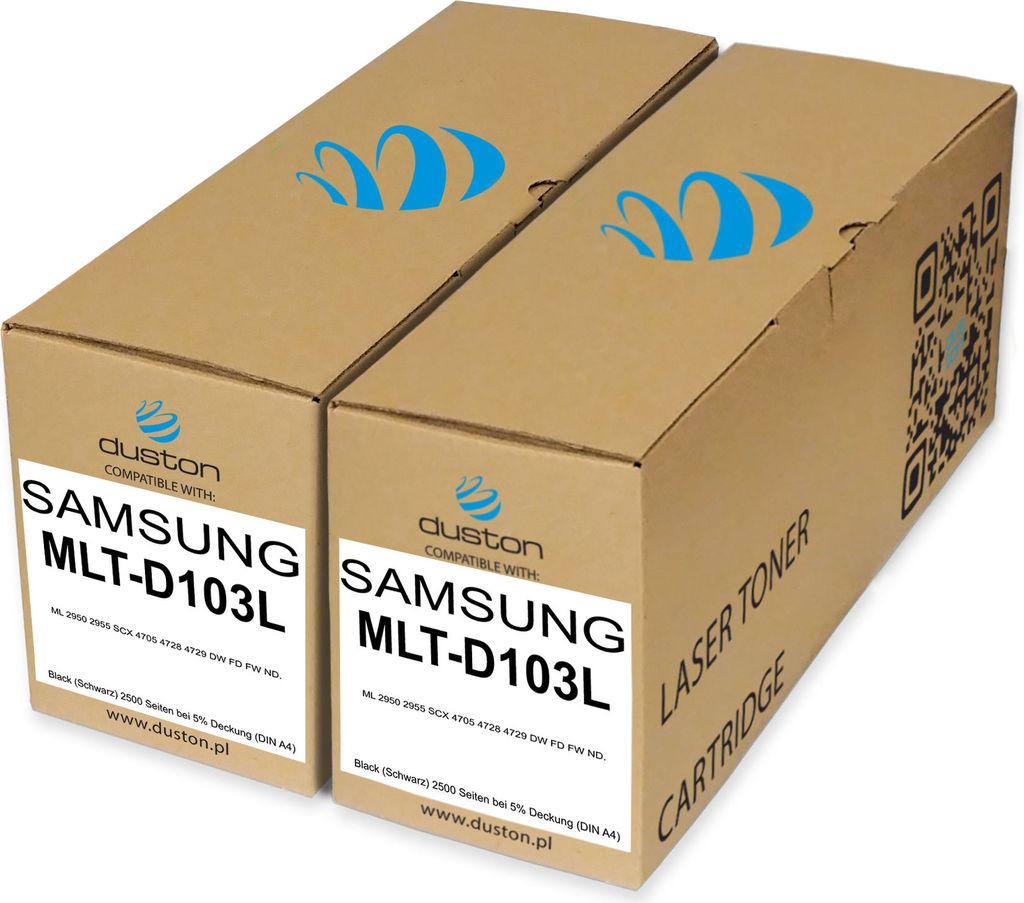 2x MLTD103L, MLT-D103L Toner Druckertoner Patrone Schwarz kompatibel mit Samsung ML-2950 ML-2955 SCX-4705 SCX-4728 SCX-4729
