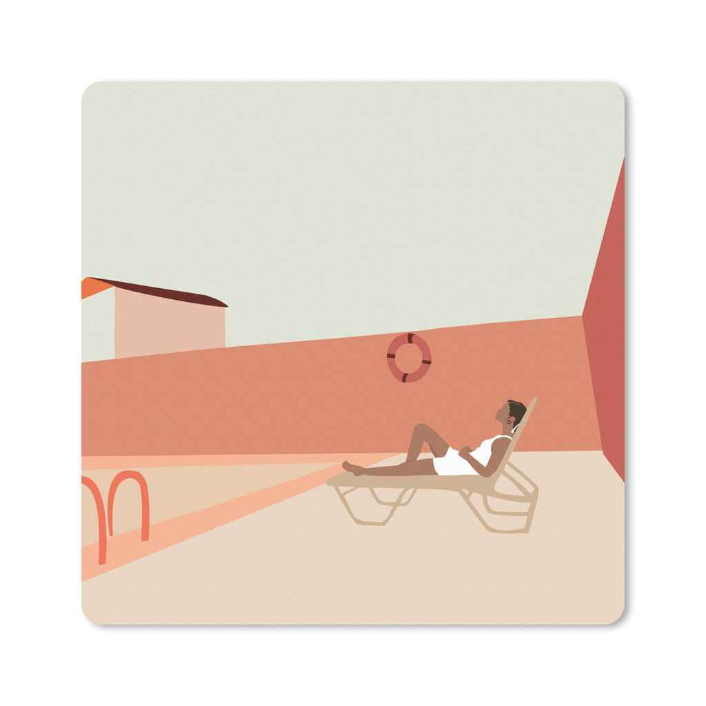 MuchoWow Mauspad Mousepad Frau - Pool - Sommer 20x20 cm - Mousepads - Maus Mat - Pad - Mausunterlage - Desk Mat - Bureauartikeln