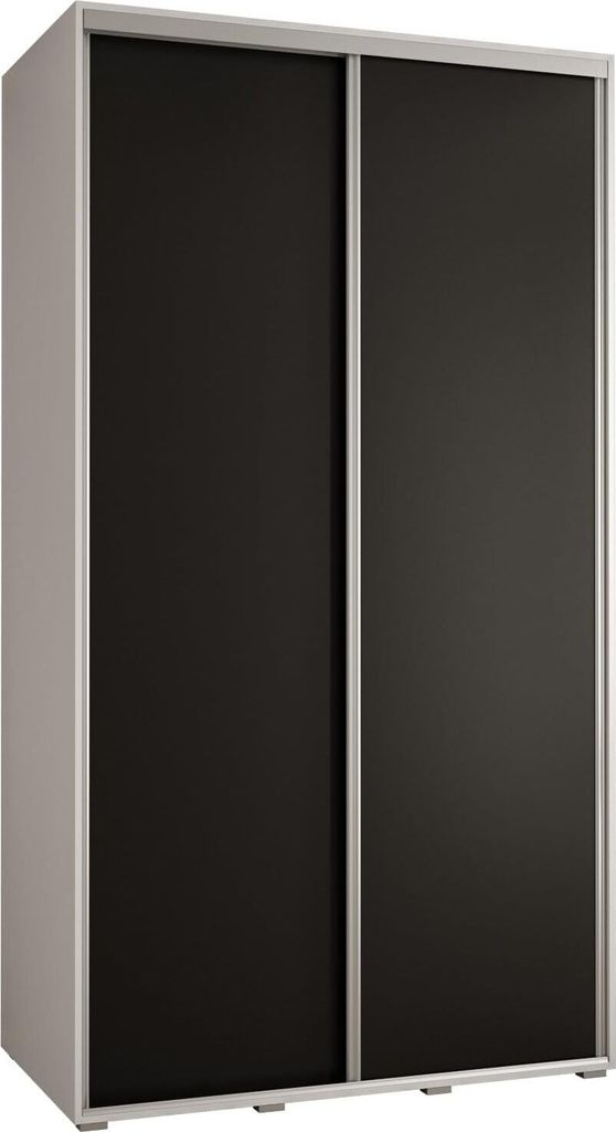 MEBLE KRYSPOL Davos 1 Schrank, zwei Türen - 235,2x130x60 cm - Weiß Schwarz Silber