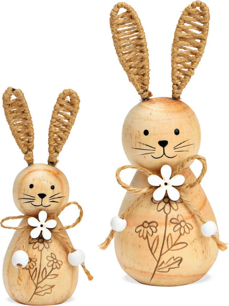 Osterhasen Set Osterdeko Holz Frühlingsdeko Ostern 23 & 15 Produktbild 