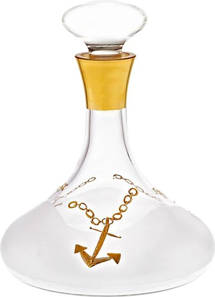 Karaffe mit Verschluss gold/Anker, 1200ml, aus Glas