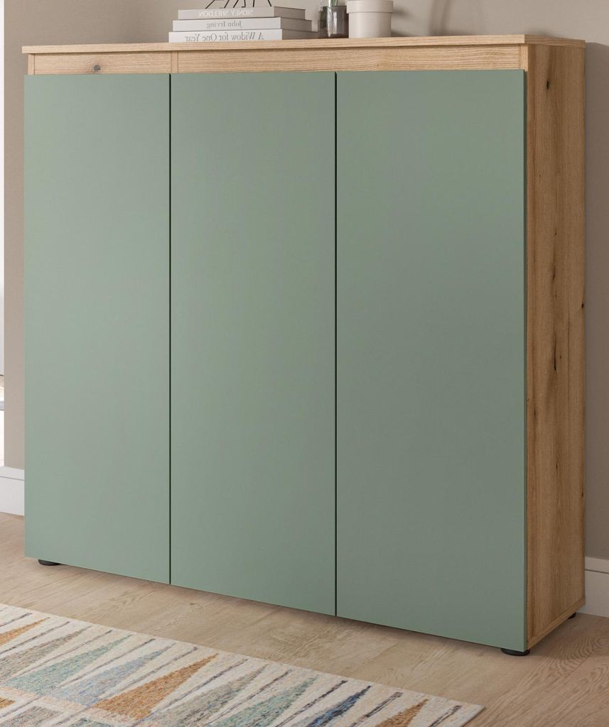Kommode "Assino" in grün und Evoke Eiche 105 x 111 cm