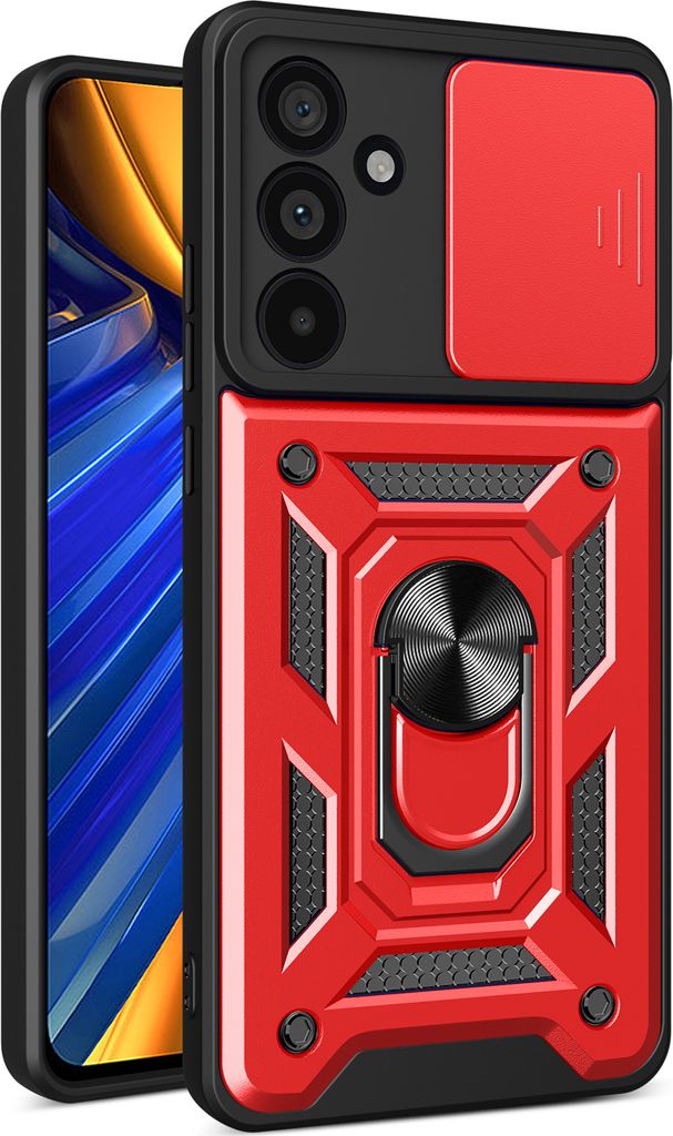 Hülle für Samsung Galaxy M35 Magnetische Ring Ständer Halter Dia Kameraschutz TPU Bumper Silikon Schutzhülle Rot