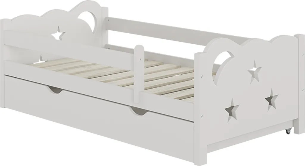 Lit enfant sécurisé blanc 70x140 cm avec tiroir : fini le désordre !