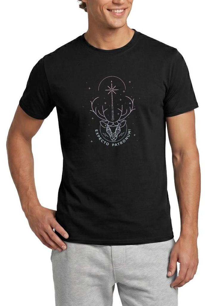 Spreadshirt Harry Potter Hirsch Expecto Patronum Männer T-Shirt, XXL, Schwarz