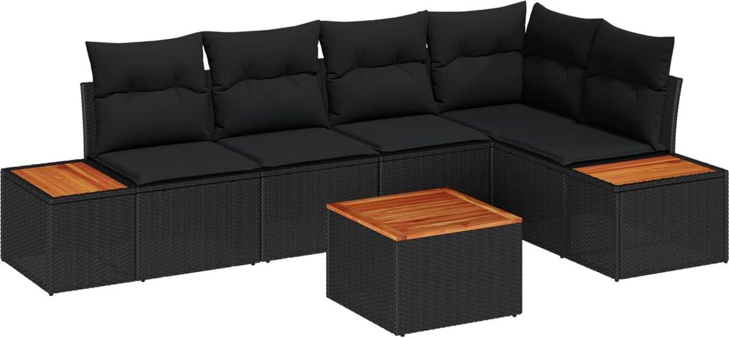 Maison Exclusive - Gartensofa-set mit Kissen 6 pcs Schwarz Poly Rattan