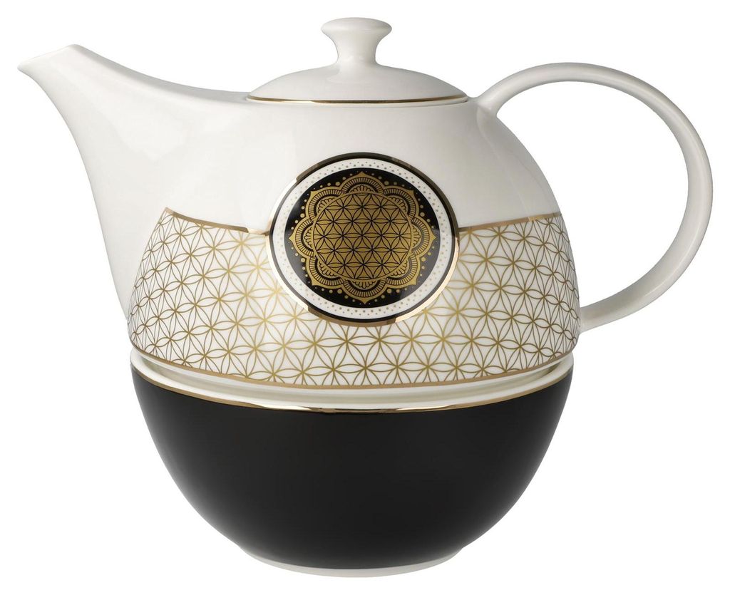Goebel Lotus theepot met "Bloem des Levens"-motief en Productafbeelding 