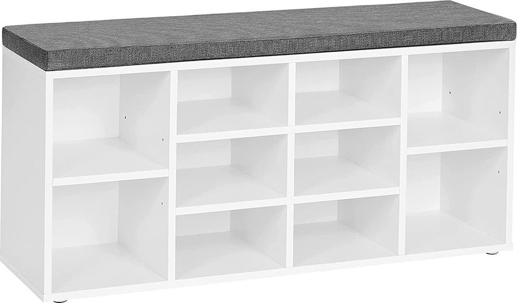 Weiße Schuhbank mit Sitzkissen - L104 cm Produktbild 