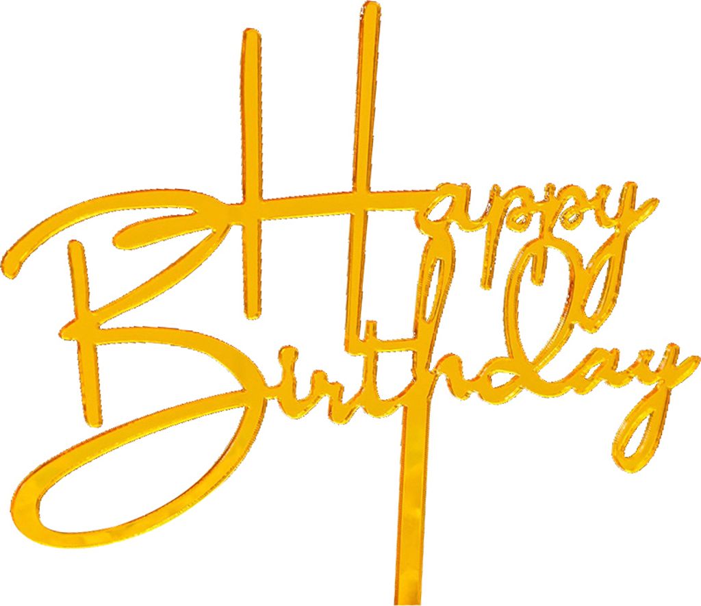 Acryl Happy Birthday Cake Toper Dessert Flagge Dekoration Party Backvorstellungen-Golden