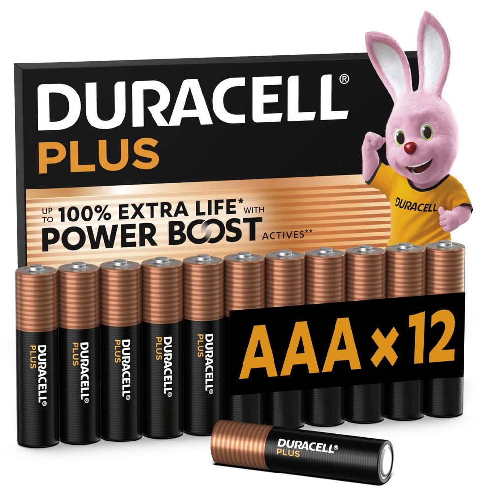 Duracell Plus, Einwegbatterie, AAA, Alkali, 12 Stück(e), Produktbild 