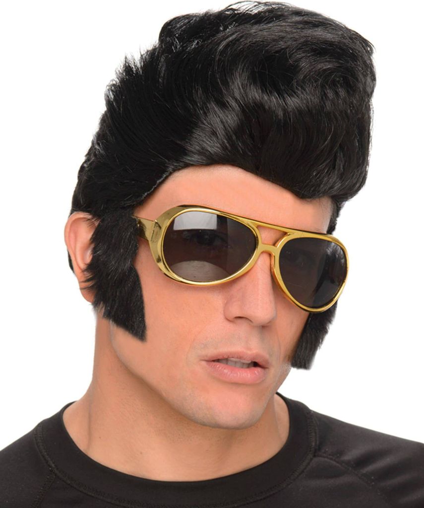 Rocker-Mann-Perücke mit Brille Produktbild 