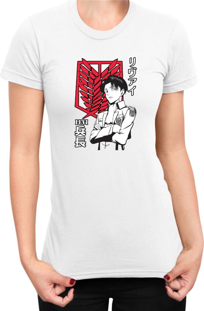 Damen T-Shirt Japan Anime Manga Attack Anime On Titan Levi Ackerman 06 Ackerman Picture Pose, Lady 2XL / Weiß