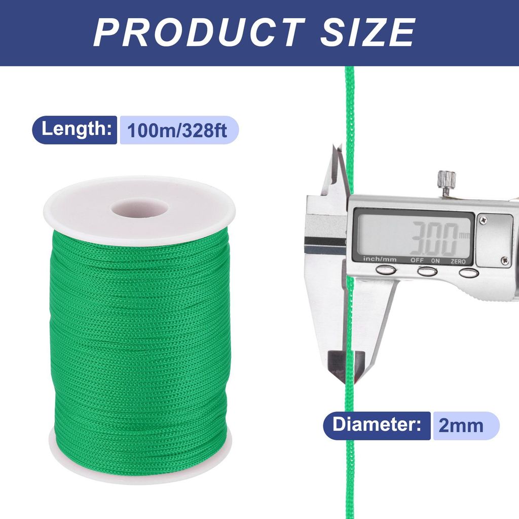Polypropylen-Seil 2mm Polypropylenseil 10Om PP Flechtleine Textilseil Leine Nylonschnur Schnur Rei?feste Rope Kunststoffseil fš¹r W?scheleine Cam...