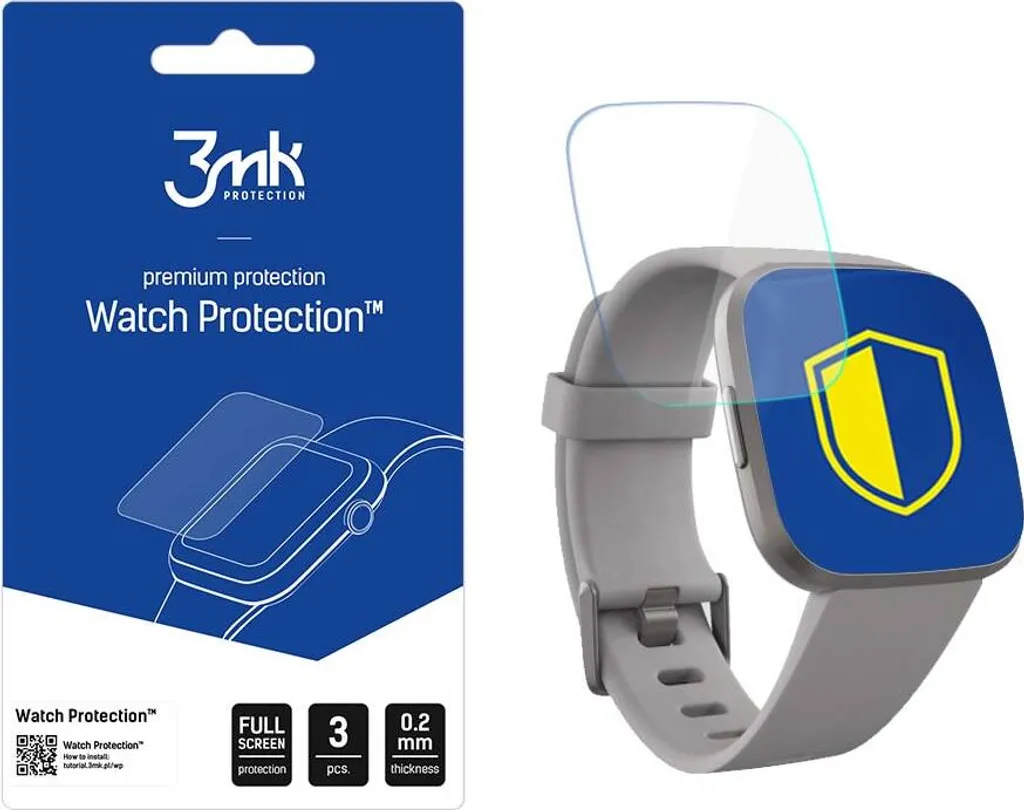 CELLONIC 2x Vetrino protettivo 9H compatibile con FitBit Versa 3 / Sense (3D Full Cover per smartwatch braccialetto fitness 0,30mm Full Glue) colore nero protezione display screen protector