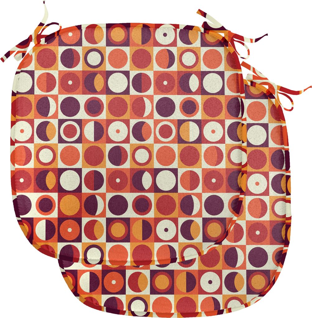 ABAKUHAUS Geometrisch Polster für Esszimmerstühle, Sixties Style Ovals, Dekoratives wasserfestes Kissen mit Riemen für Küchensitze, 40 cm x 40 ...