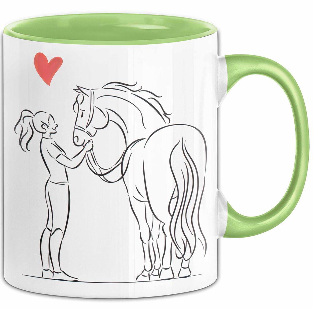 Pferde Tierliebhaber Mädchen Tasse Geschenk Lustige Geschenkidee Spruch (Grün)