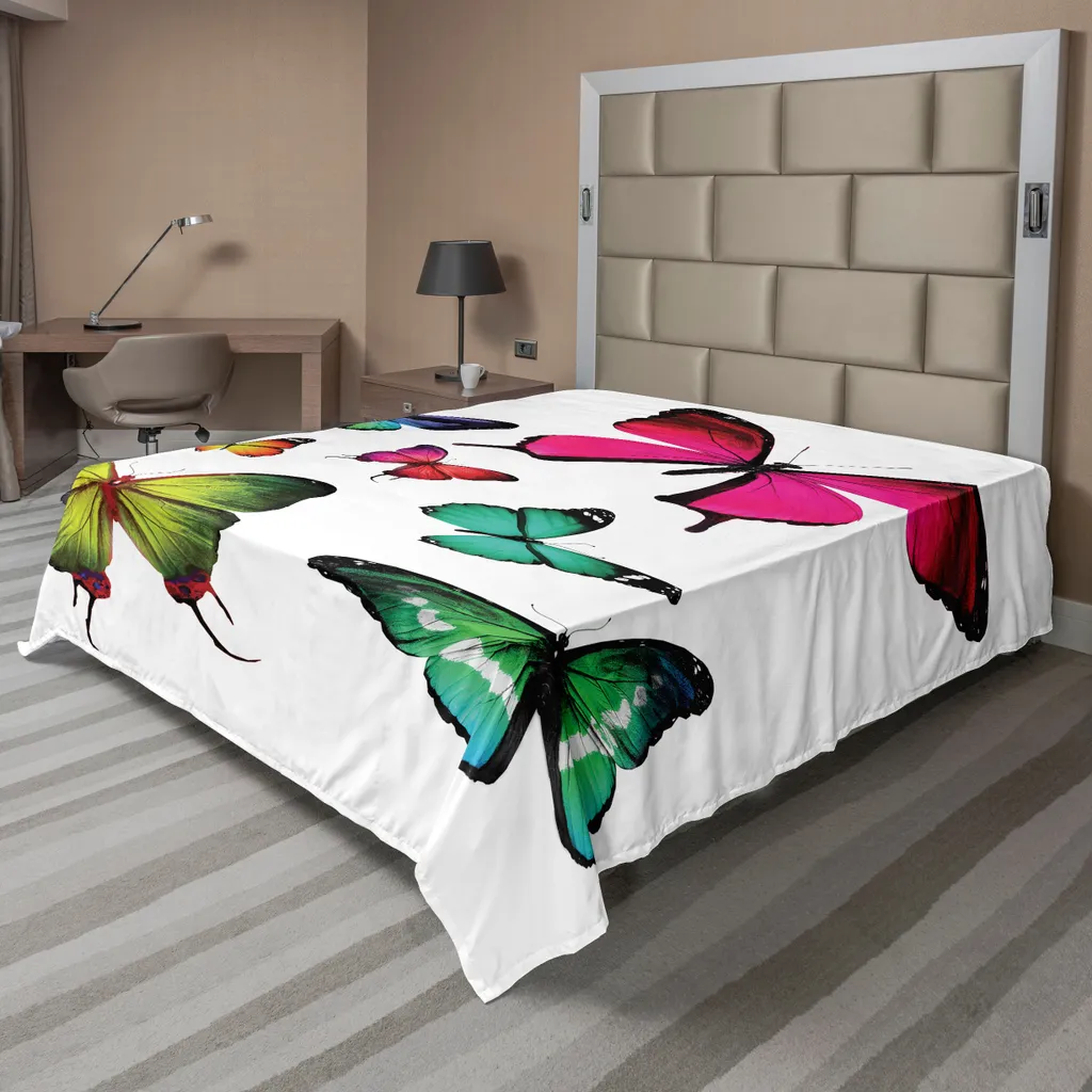 Drap supérieur doux et confortable à motif papillons multicolores 260cm