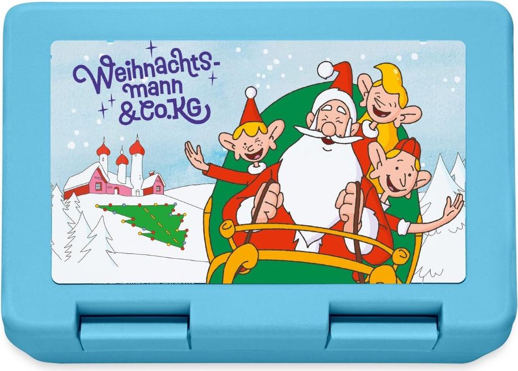 Spreadshirt Weihnachtsmann & Co. KG Schlittenabenteuer Brotdose Lunchbox, One size, Saphirblau