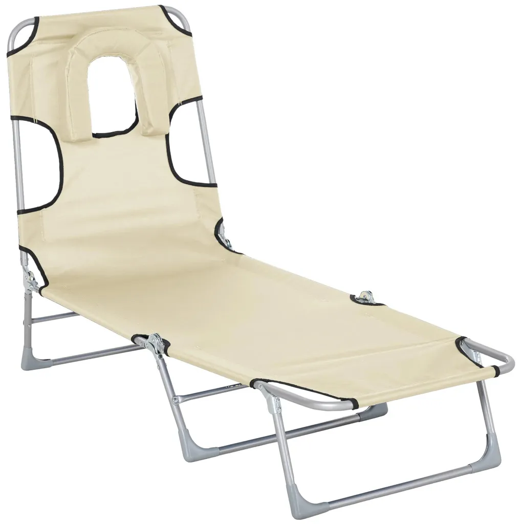 Fauteuil relax pliable beige - Dossier réglable pour soulager le dos