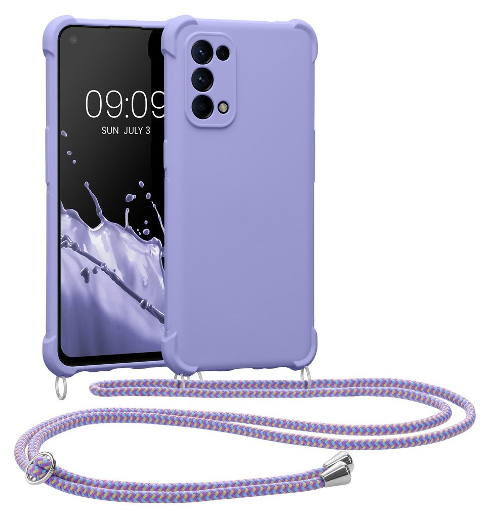 kwmobile Necklace Case kompatibel mit Oppo Find X3 Lite Hülle - Cover mit Kordel zum Umhängen - Silikon Schutzhülle Lavendel