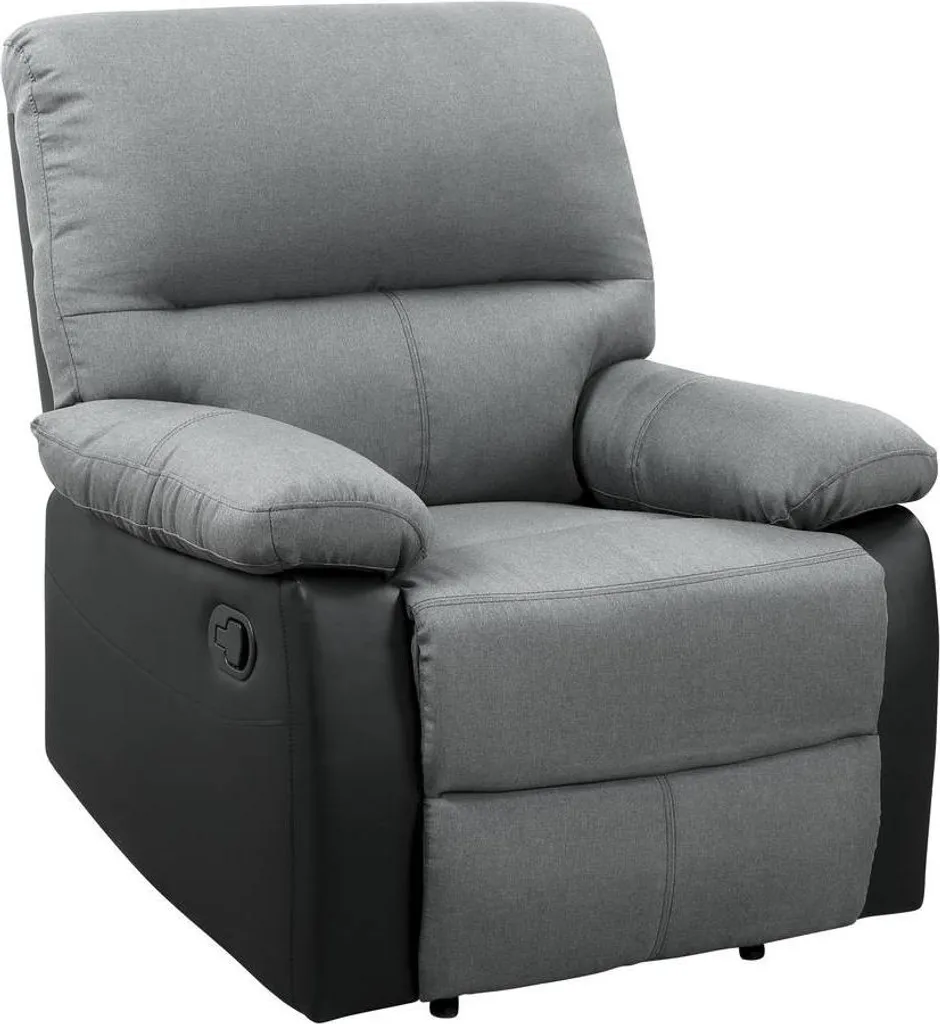 Fauteuil relax Lincoln noir et gris - Assise confortable 90x89x103 cm