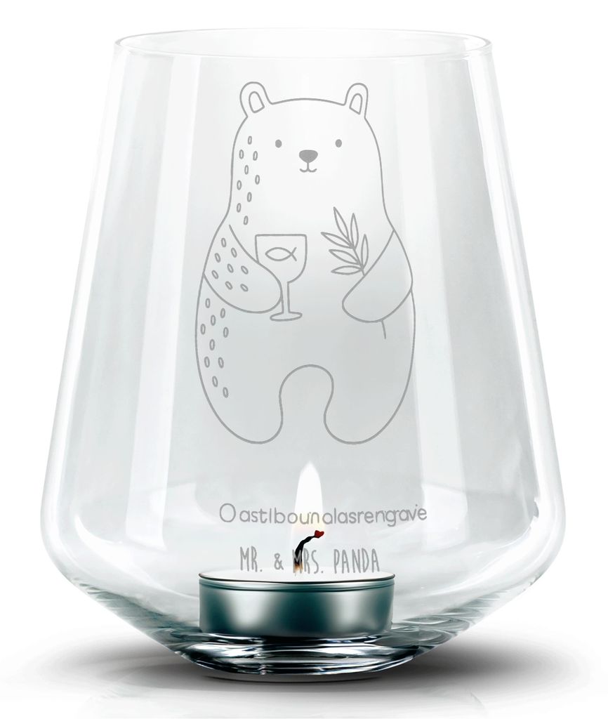 Mr. & Mrs. Panda Deko Windlicht Bär Konfirmation - Transparent - Geschenk, Gottesdienst, Evangelisch, Laterne, gravur glas, Kerzenhalter, Kirche, ...