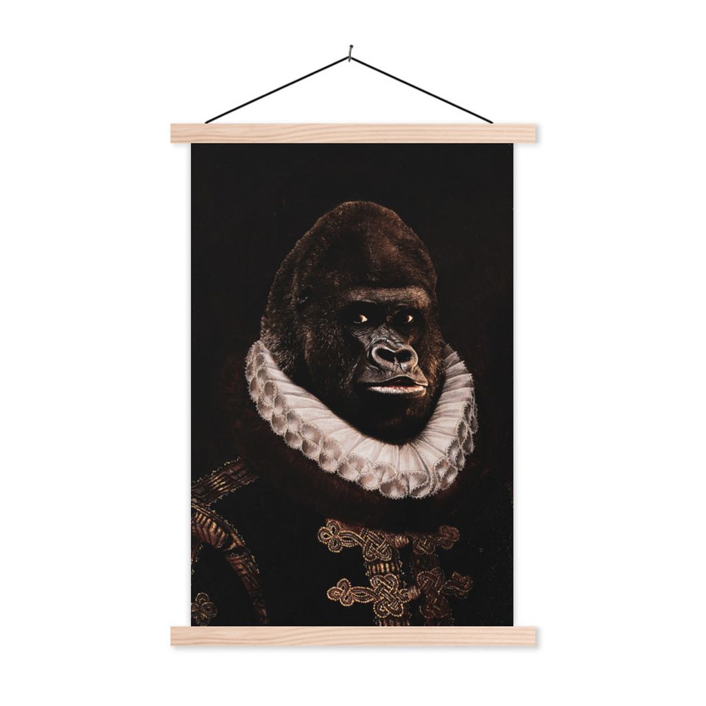 MuchoWow Textilposter Wilhelm von Oranien - Adriaen Thomasz - Affe 40x60 cm mit holzfarbenen Rahmen - Poster