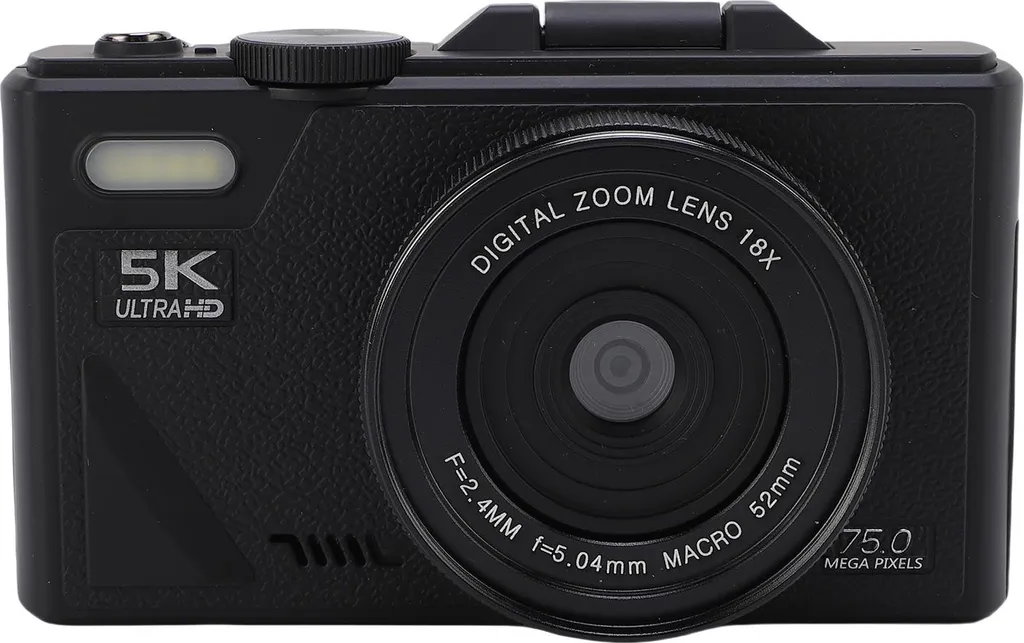 Appareil photo anti-shake 5K 75 MP pour des photos nettes sans flou Noir