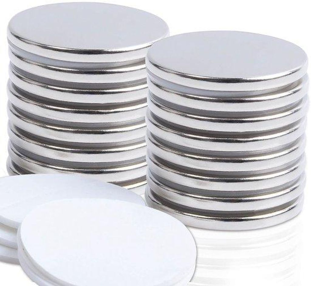Kleiner, selbstklebender Neodym-Magnet, 30 x 3 mm, weiß, für Küche, weißes Brett, Kühlschrank, Tischplatte