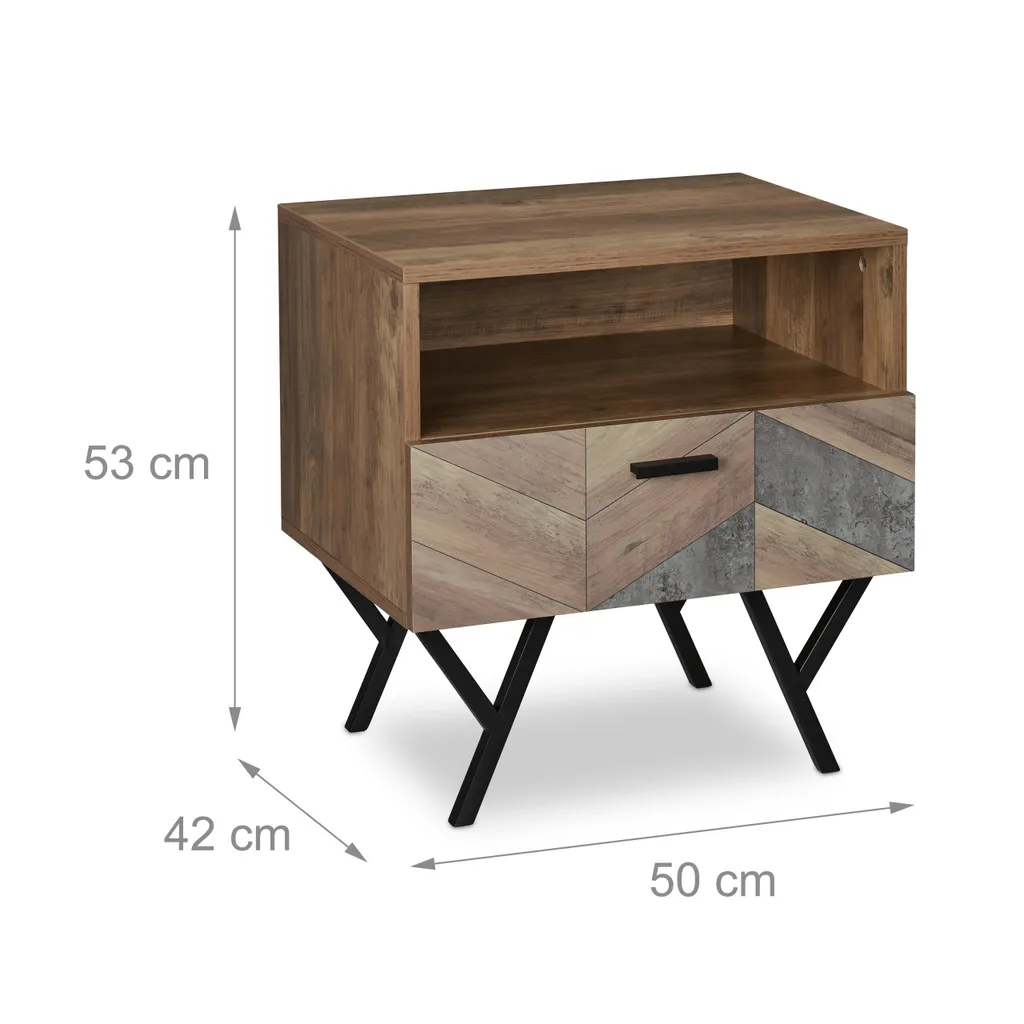 Table de nuit industrielle Relaxdays compacte pour gagner de l'espace