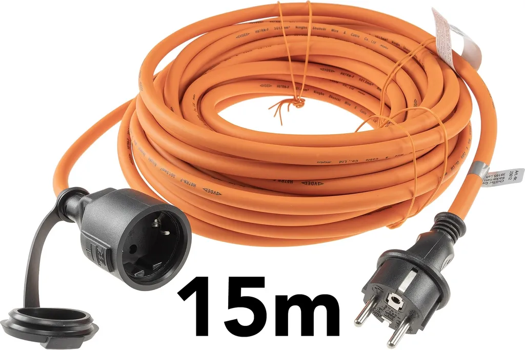 Prolunga Giardino 15m Arancione IP44 | Cavo Gomma H07RN-F 3G1,5 Sicuro