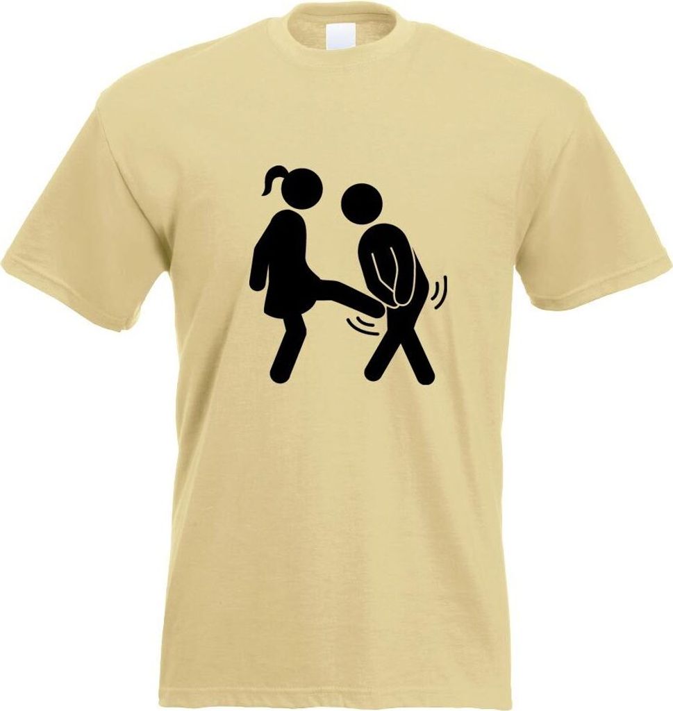 Kiwistar - T-Shirt - Khaki - Frau vs. Mann Motiv Bedruckt Funshirt Design Print - mit Motiv Bedruckt - Funshirt Design - Sport - Freizeit - Herren - L