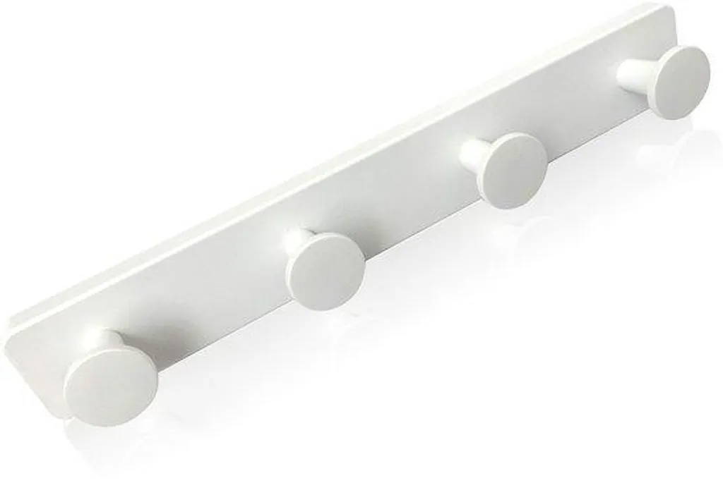 Support mural 4 crochets blanc pour salle de bain et cuisine en plastique