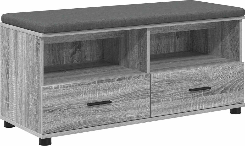 Flurbank mit Kissen mit Regal Graues Sonoma 100 x 38 x 46 cm