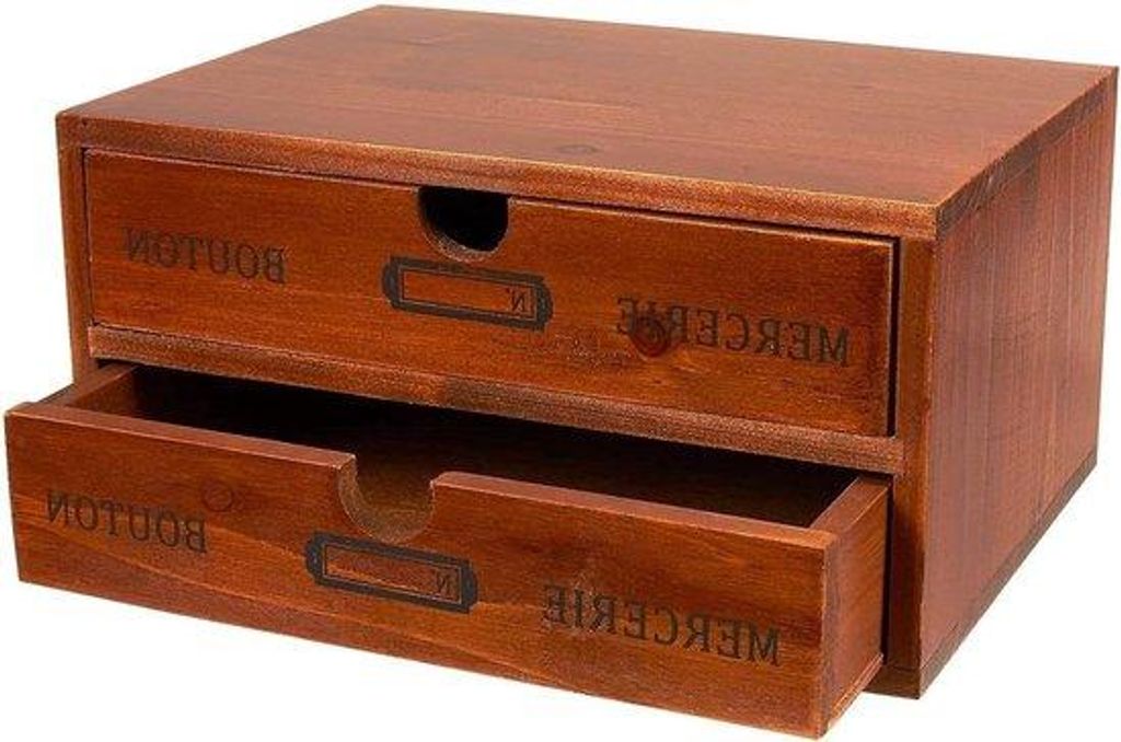 Holzladestation mit 2 Fächern in französischer Vintage-Optik - braun - 25 x 18 x 13 cm Holzladestation