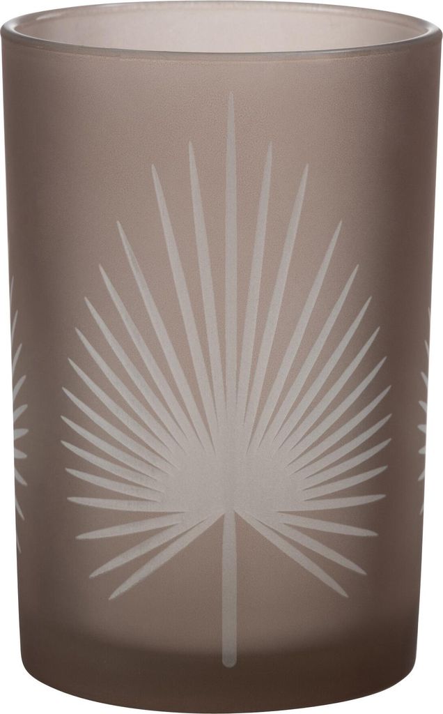 J-Line J-Line Windlicht Palmblätter - Glas - Beige - Large