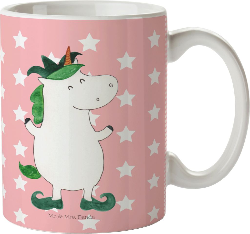 Mr. & Mrs. Panda Plastikbecher Einhorn Joker - Rot Pastell - Geschenk, Einhörner, Kinderbecher, Camping Tasse, Pott, Trinklernbecher, Unicorn, Mit...