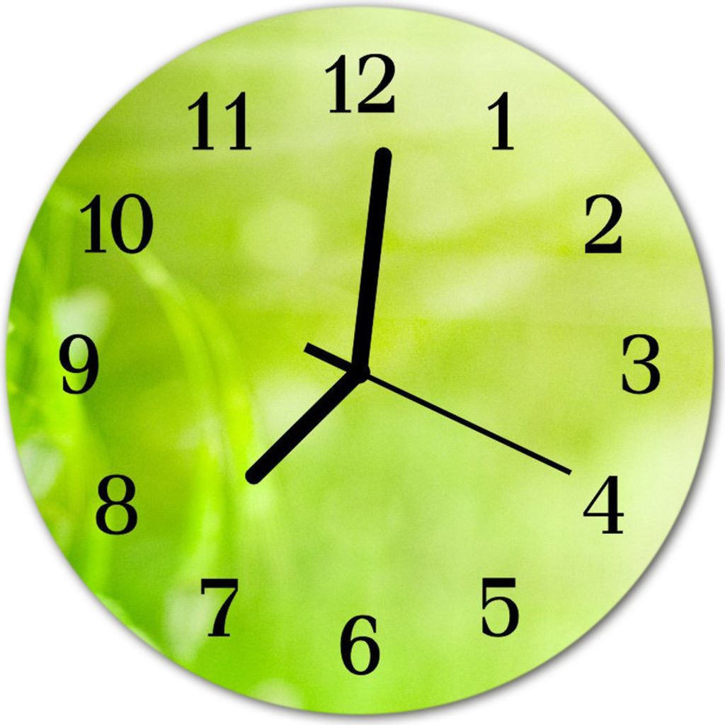 Glasuhr Wanduhr Küchenuhr Echt-Glas 30fi cm Gras grün Produktbild 